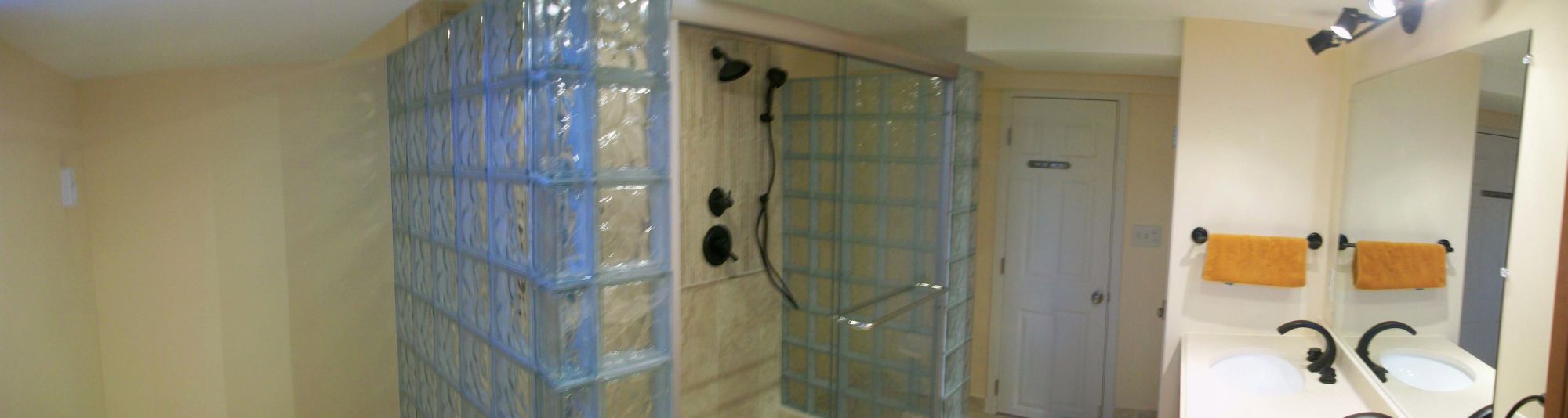 Image of a glass shower installed during a bathroom remodel in St. Paul